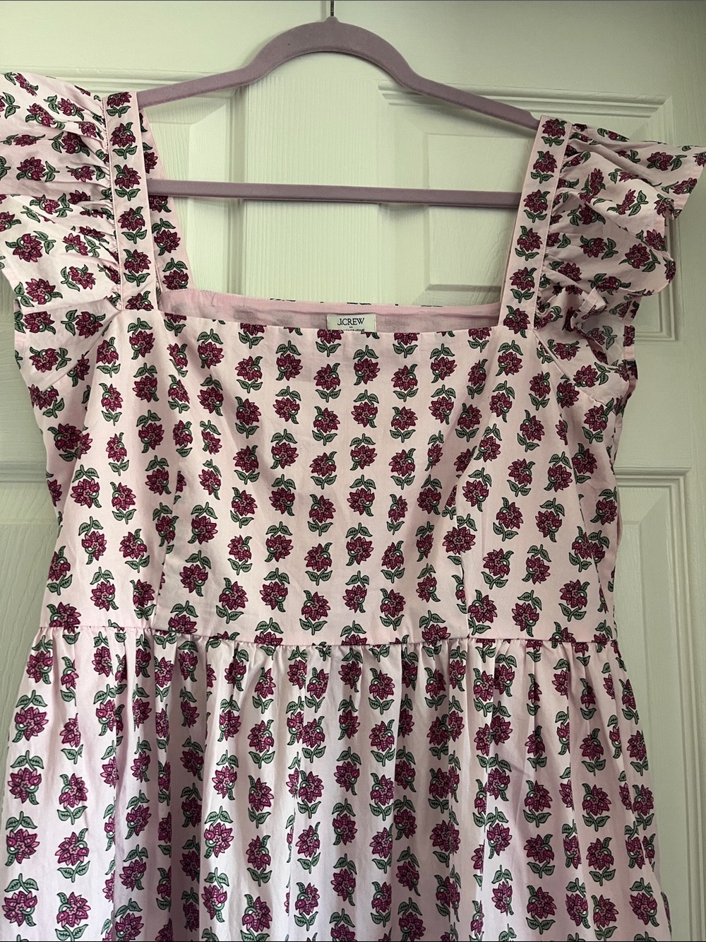 J. Crew Pink Floral Cotton Blend Midi Dress NWT Size 14 - Picture 6 of 11